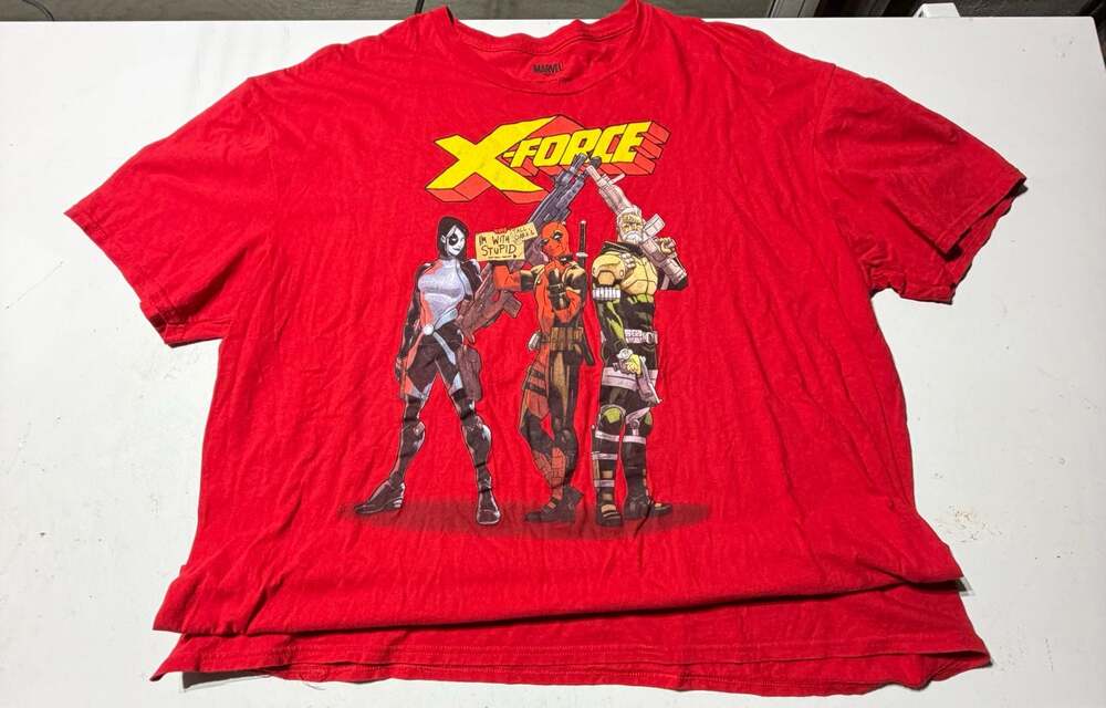 Marvel X-Force Deadpool Domino Cable Graphic T-Shirt Red Men's Size 2XL